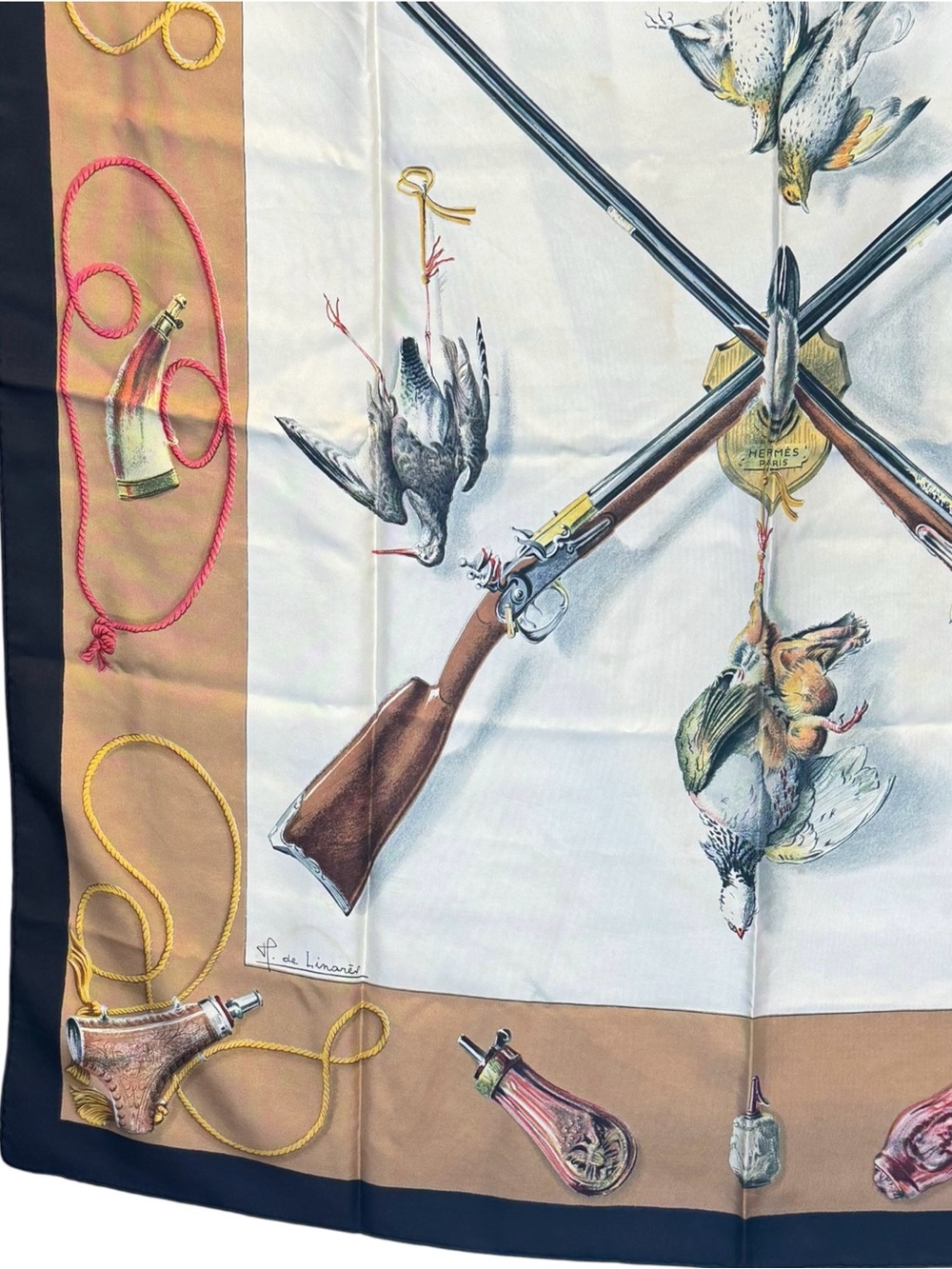 🌈 Hermes Les Fusils Carre 90 Silk Scarf - Picture 4 of 8